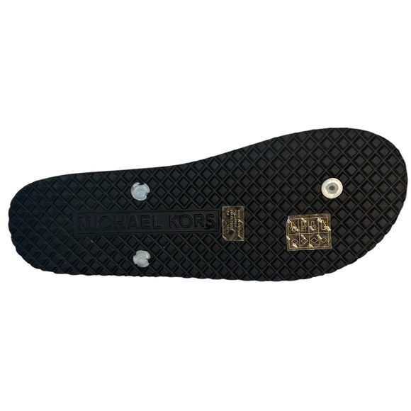 Michael Kors Black MK Flip Flop Metallic Letter Footbed Black/Silver Size 11 - Picture 5 of 6